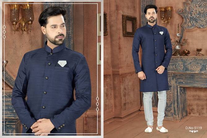 Navy Blue Heavy Silk Wedding wear and Party Wear Indo Western Collections